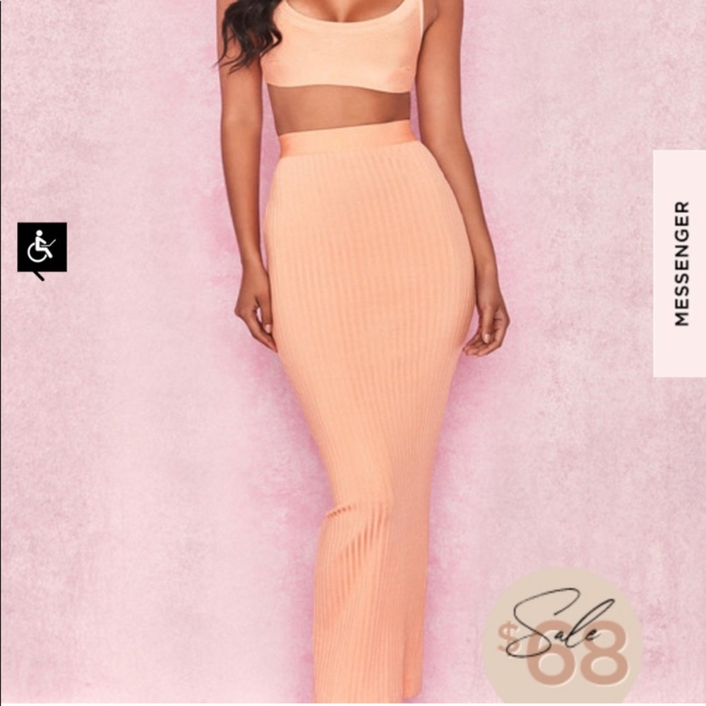 ISO House of cb Elle top and Eve maxi skirt in the color peach!!